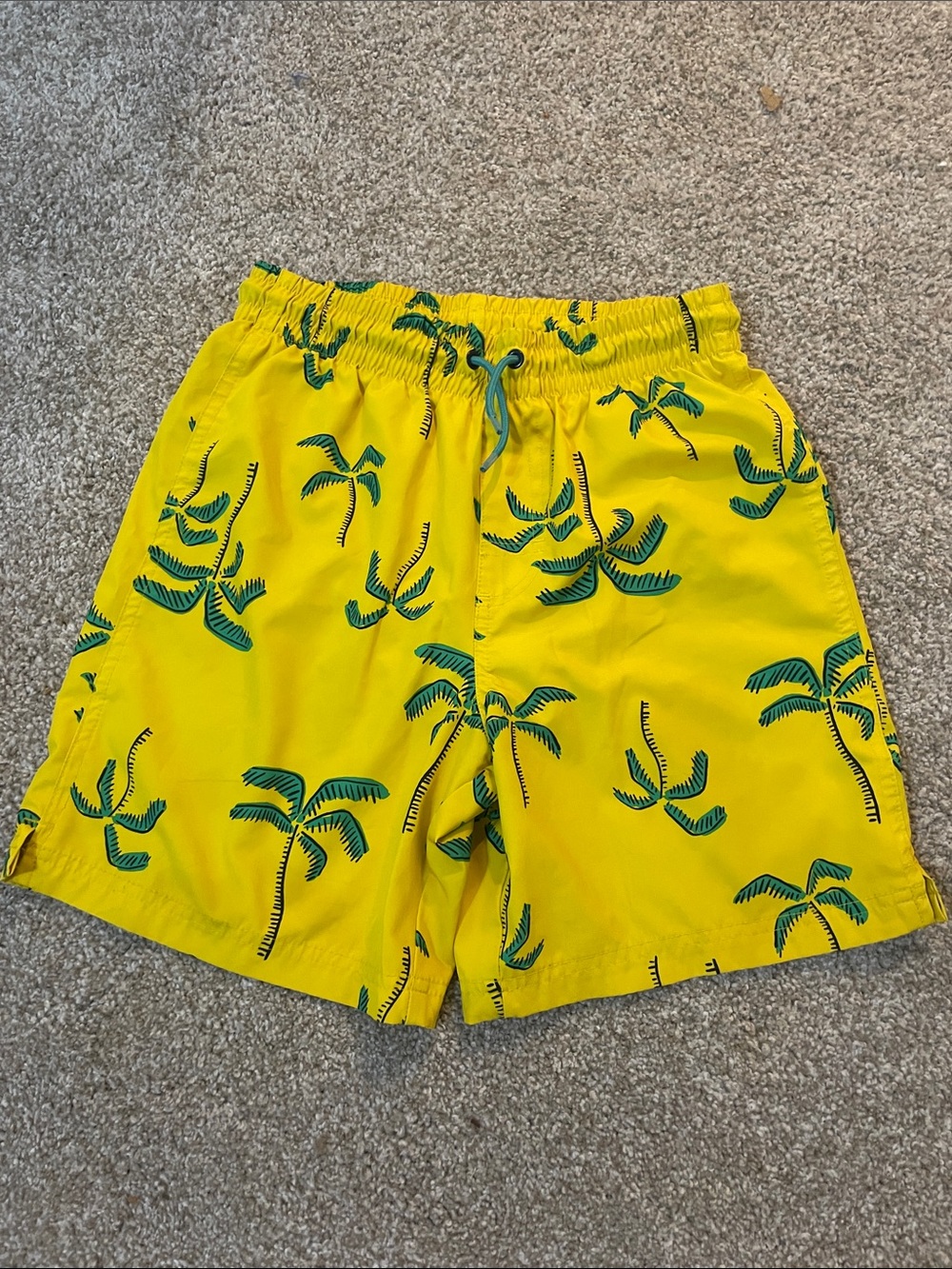 Old Navy Yellow Swim Trunks with Green Palm Print (XL - 14-16)